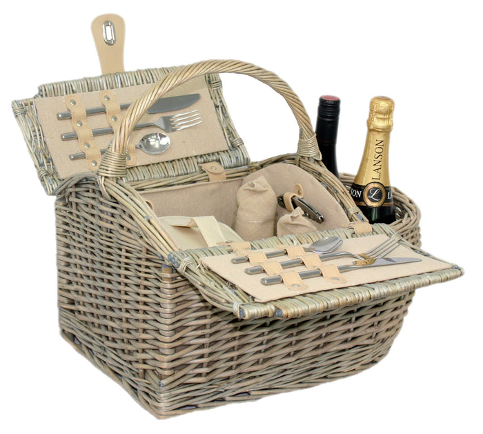 The Willow Basket Boat Shaped Fitted Wicker Picnic Basket
