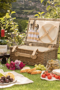 The Willow Basket 35cm 2 Person Fitted Wicker Picnic Basket