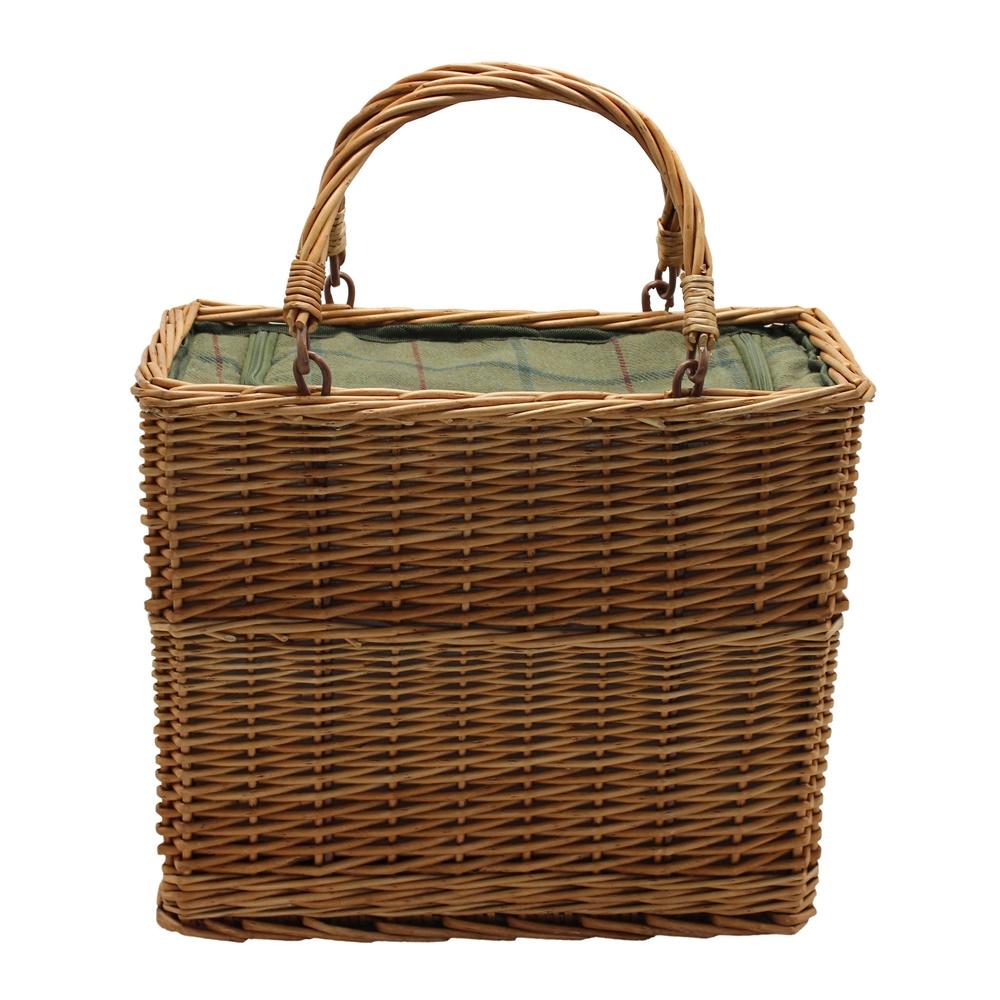 The Willow Basket Green Tweed Rectangular Wicker Cooler Basket