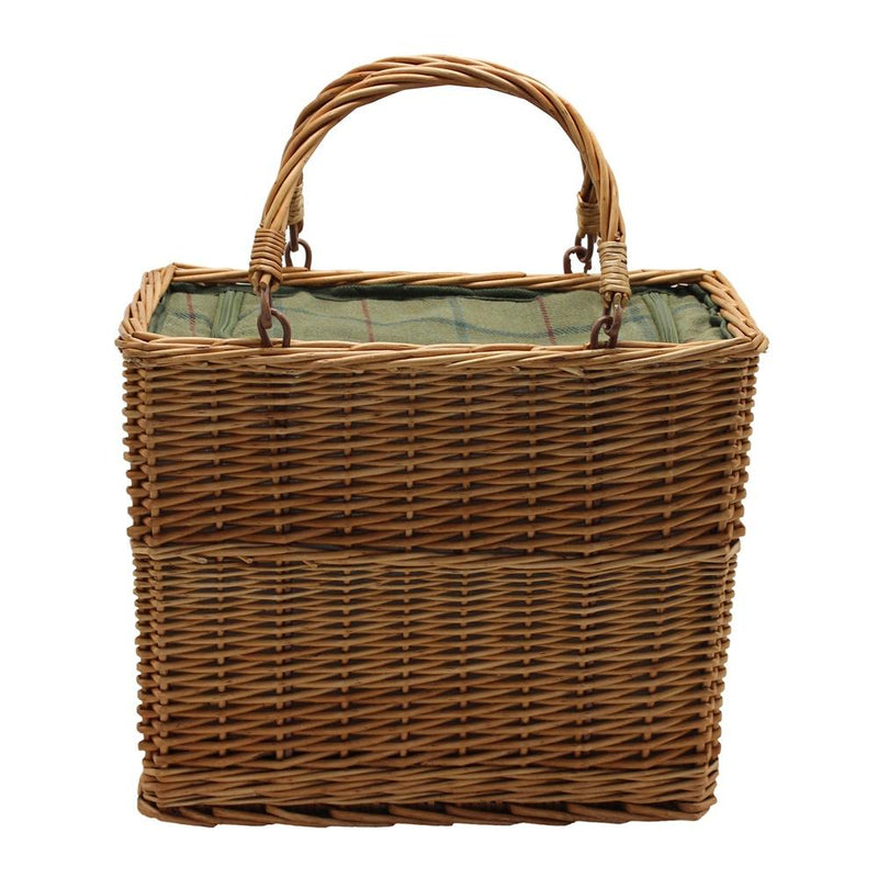 The Willow Basket Green Tweed Rectangular Wicker Cooler Basket