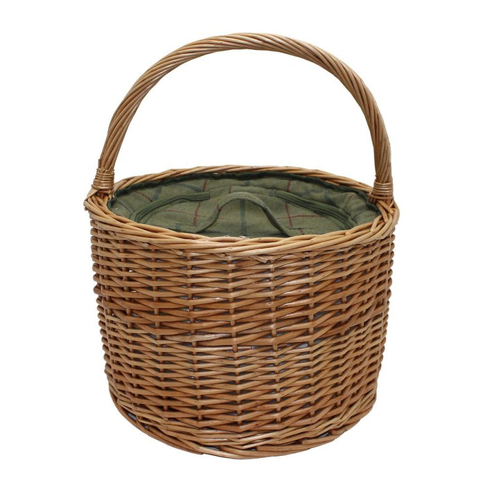Green Tweed Round Wicker Chiller Basket