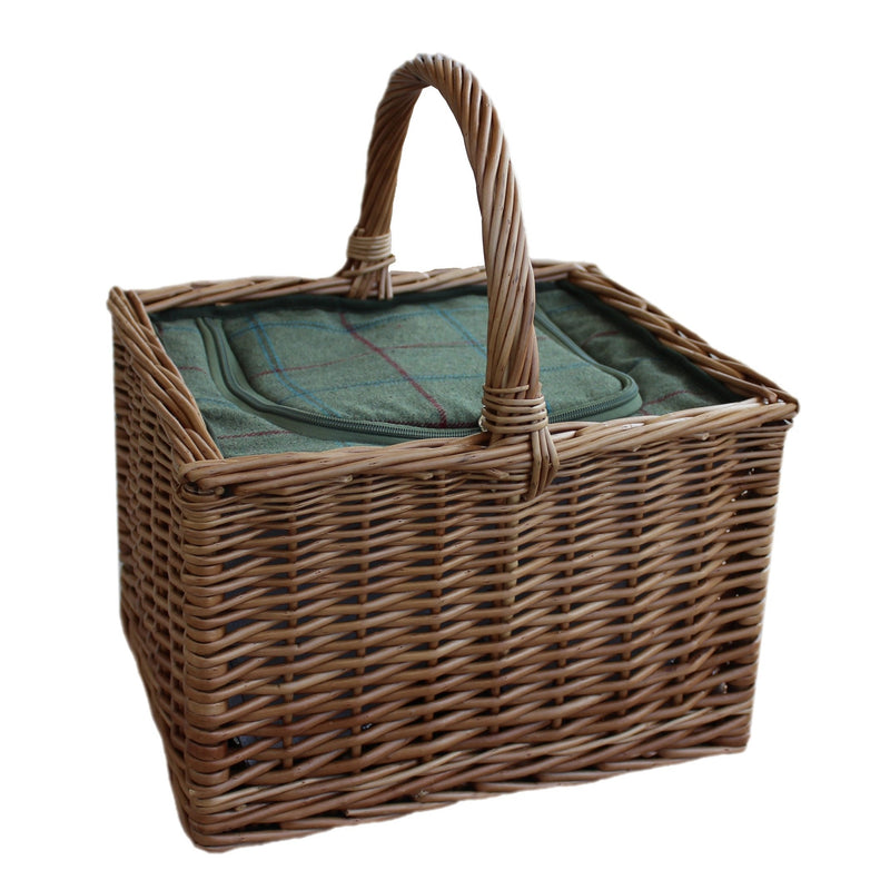 Wicker Butchers Basket with Zipped Cooler Bag