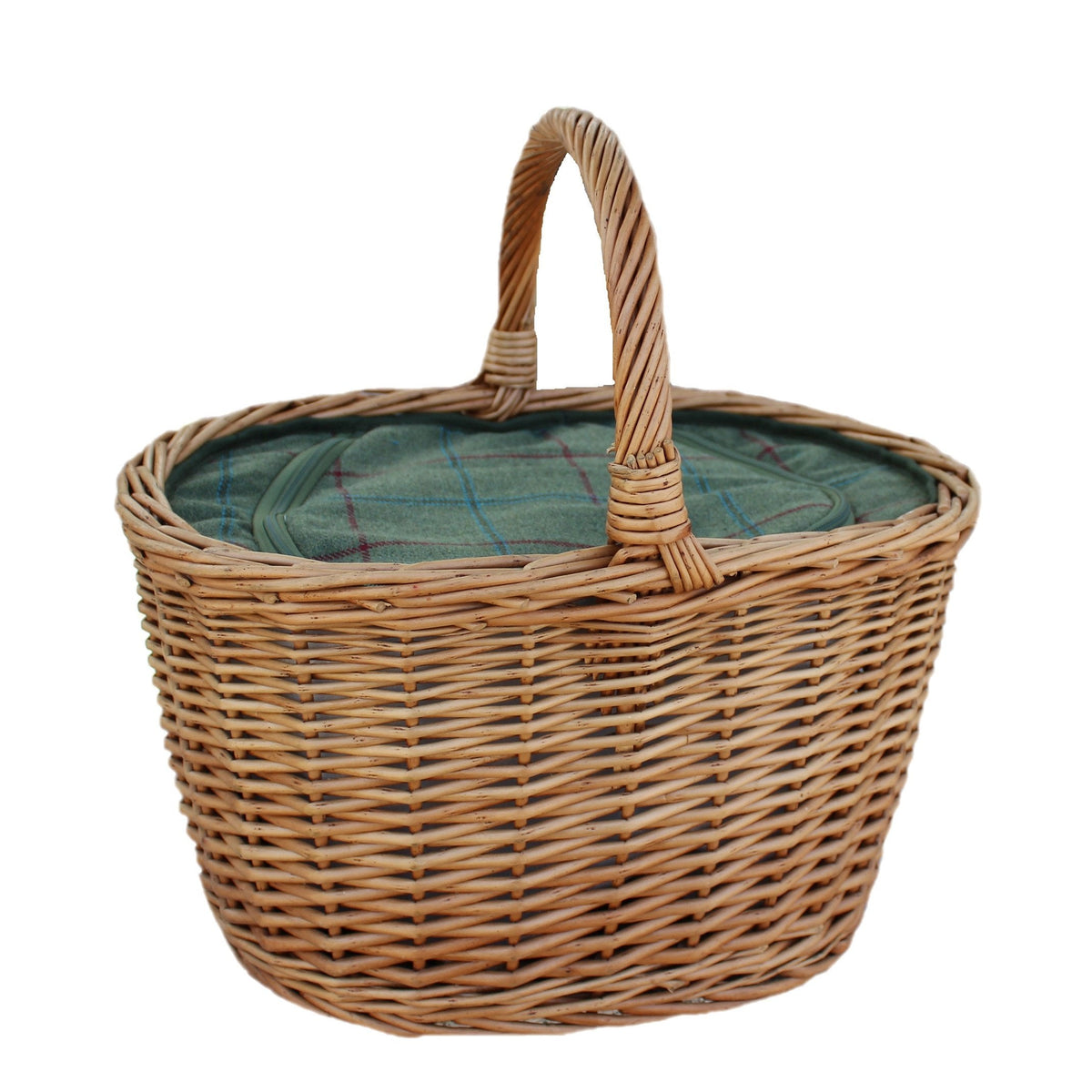 Oval Wicker Basket with Zipped Cooler Bag