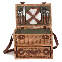 The Willow Basket 4 Person Fitted Picnic Basket with Drawers