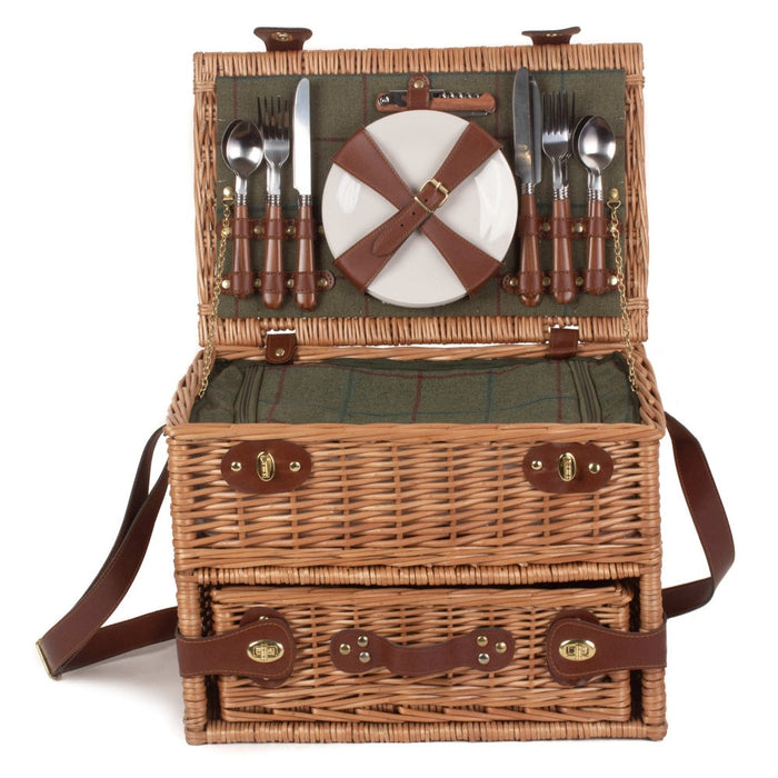 The Willow Basket 4 Person Fitted Picnic Basket with Drawers
