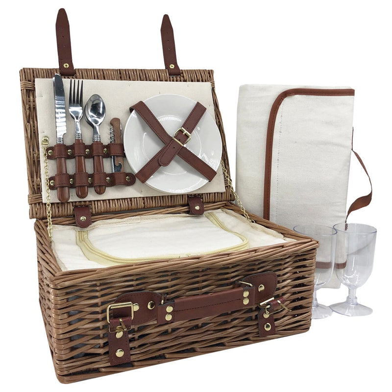 The Willow Basket Classic Wicker Fitted Picnic Basket