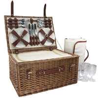The Willow Basket Classic Wicker Fitted Picnic Basket