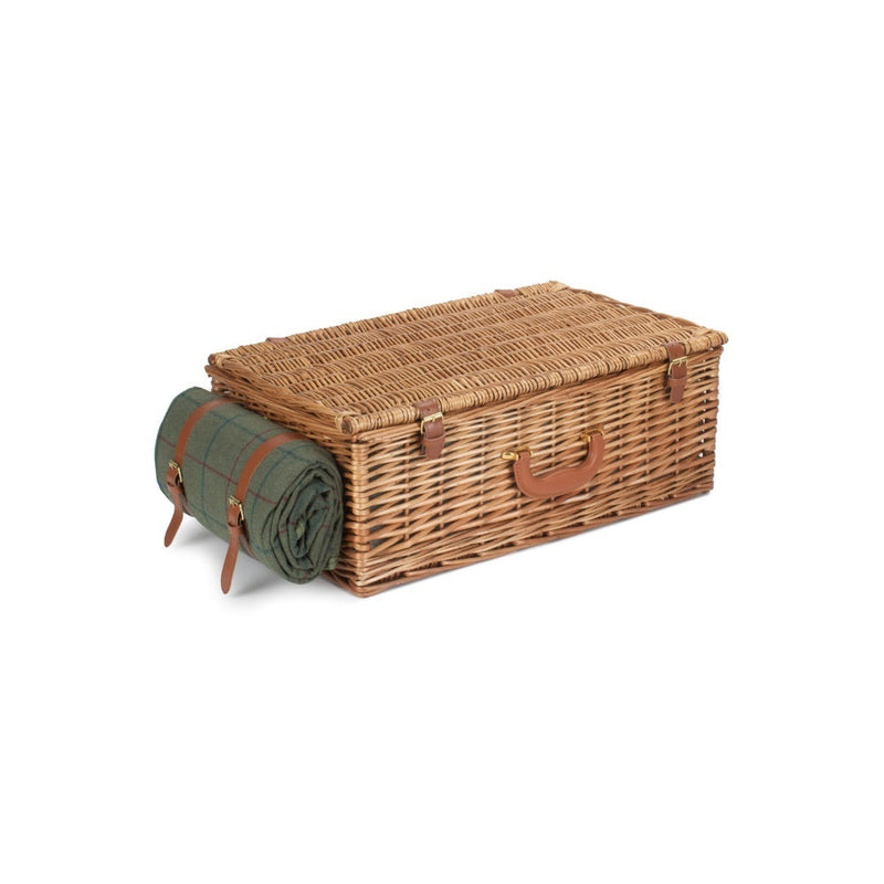 The Willow Basket Deluxe Green Tween 4 Person Fitted Picnic Basket