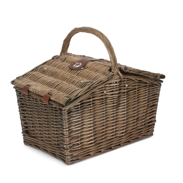 The Willow Basket 3 Person Nature Pattern Butterfly Lidded Fitted Picnic Basket