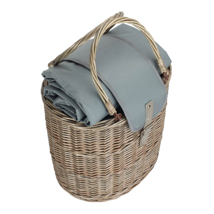 The Willow Basket Oval Grey Fitted Cool Bag Drinks Picnic Basket