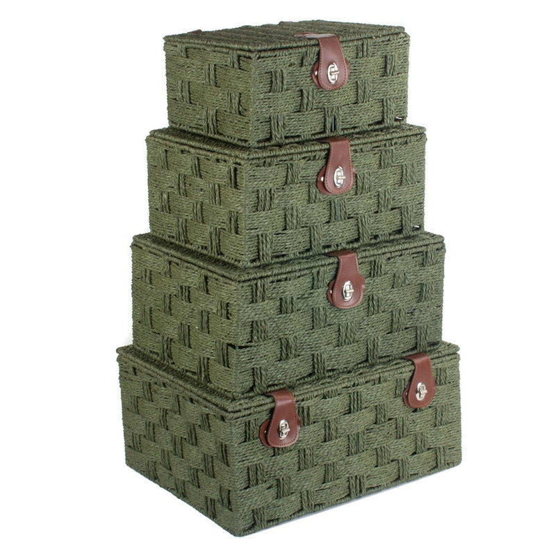 The Willow Basket Twisted Green Paper Rope Picnic Basket