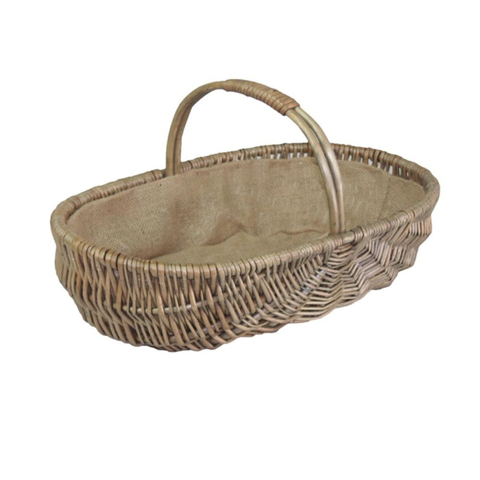 The Willow Basket Shallow Antique Wash Lined Garden Trug