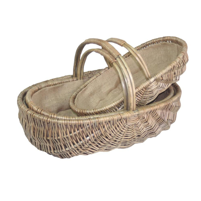 The Willow Basket Shallow Antique Wash Lined Garden Trug