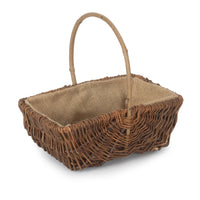 The Willow Basket Rectangular Unpeeled Willow Garden Trug With Hessian Lining