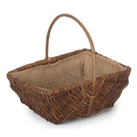 The Willow Basket Rectangular Unpeeled Willow Garden Trug With Hessian Lining