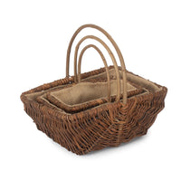 The Willow Basket Rectangular Unpeeled Willow Garden Trug With Hessian Lining