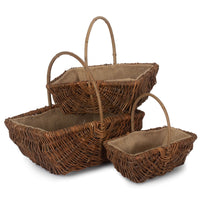 The Willow Basket Rectangular Unpeeled Willow Garden Trug With Hessian Lining