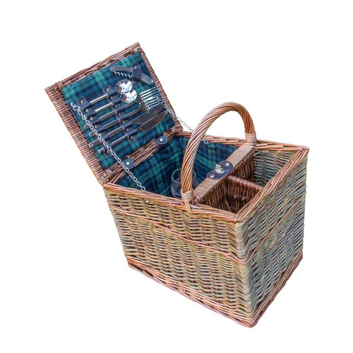 The Willow Basket Lambourn Three Tone Fitted Wicker Picnic Basket