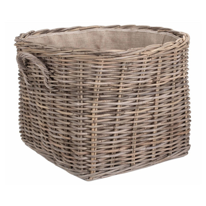 Grand Rattan Hessian Lined Log Basket