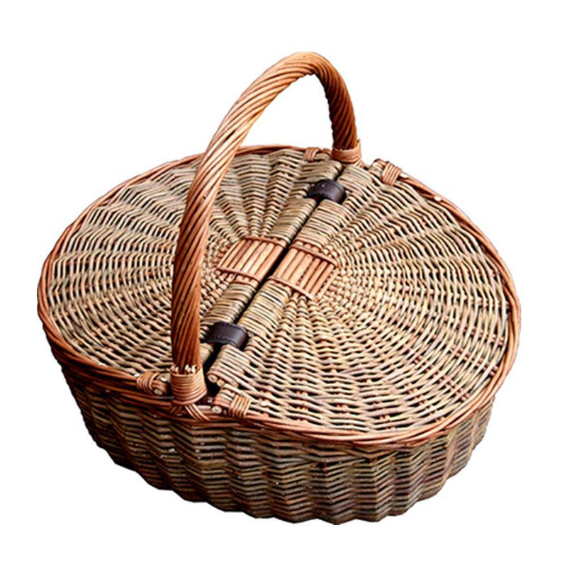 Two Tone Double Lidded Empty Picnic Basket