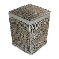 The Willow Basket Antique Wash Square Laundry Basket with Grey Sage Lining