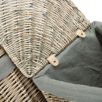 The Willow Basket Antique Wash Corner Linen Basket with Grey Sage Lining