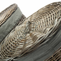 The Willow Basket Antique Wash Round Linen Basket with Grey Sage Lining