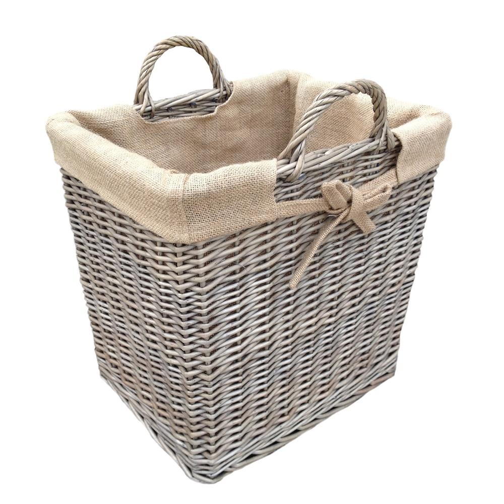 Wicker Rectangular Log Basket with Lining