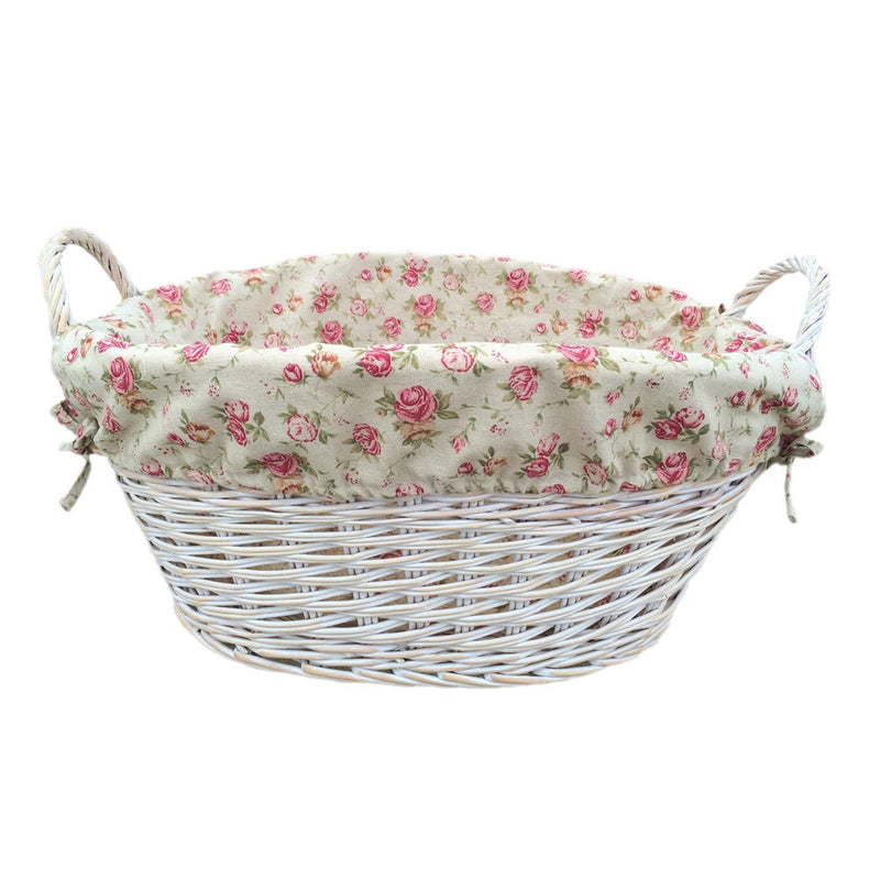 White Finish Lined Wash Basket