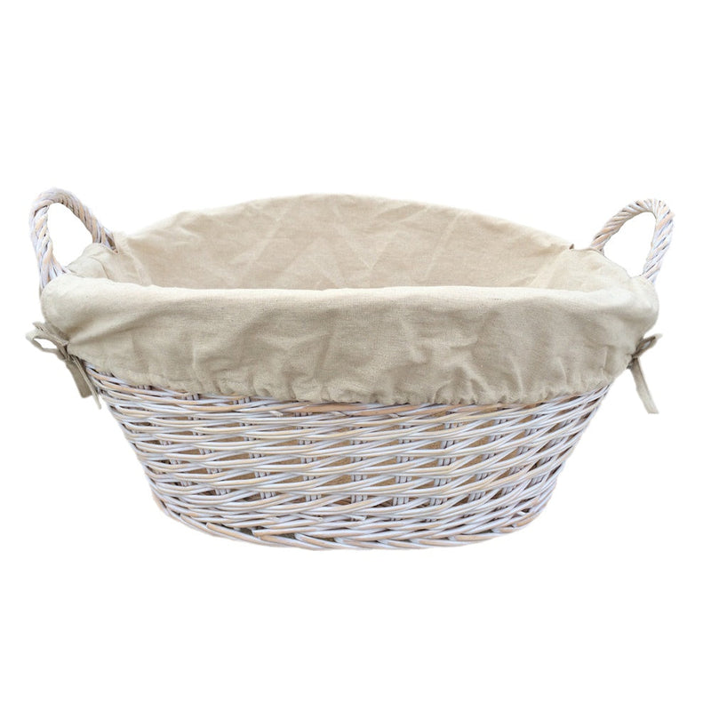 White Finish Lined Wash Basket