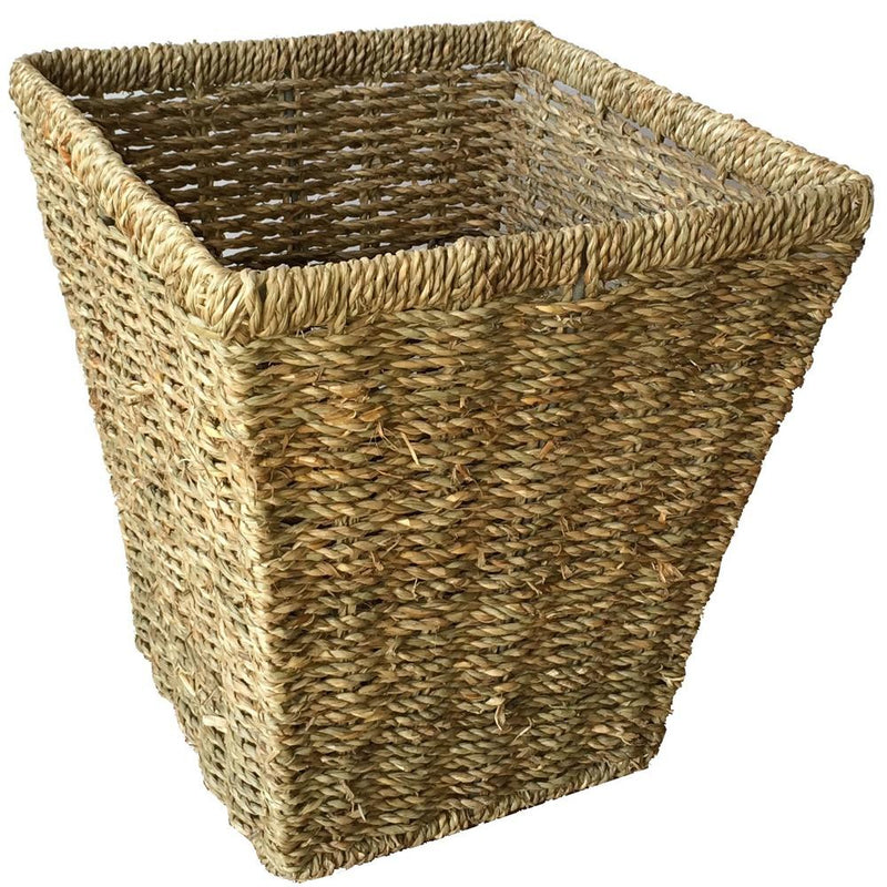 The Willow Basket Seagrass Square Waste Paper Basket Bin