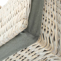 The Willow Basket Square White Wash Laundry Hamper with Grey Sage Lining