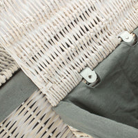 The Willow Basket Square White Wash Laundry Hamper with Grey Sage Lining