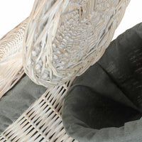 The Willow Basket Round White Wash Laundry Hamper with Grey Sage Lining