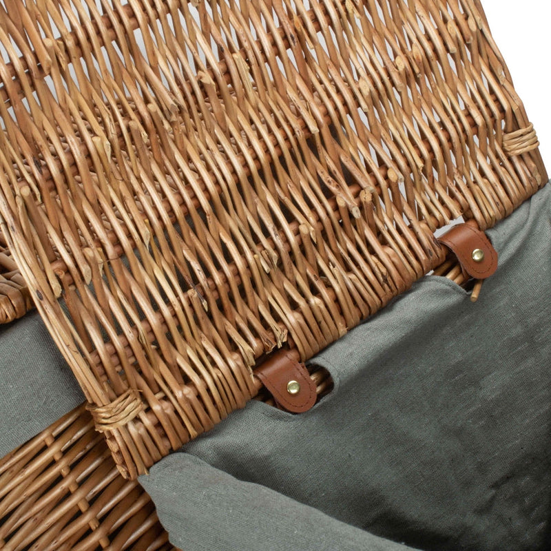 Light Steamed Square Laundry Basket with Grey Sage Lining