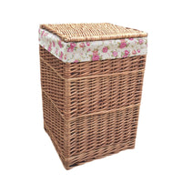 The Willow Basket Garden Rose Lining Light Steamed Square Laundry Wicker Basket