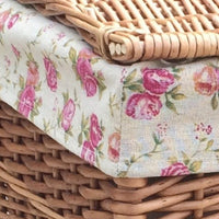 The Willow Basket Garden Rose Lining Light Steamed Square Laundry Wicker Basket