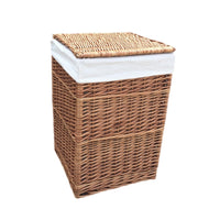 The Willow Basket White Lining Light Steamed Square Laundry Wicker Basket
