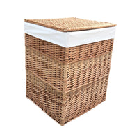 The Willow Basket White Lining Light Steamed Square Laundry Wicker Basket