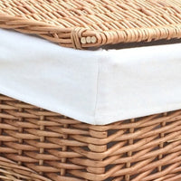 The Willow Basket White Lining Light Steamed Square Laundry Wicker Basket