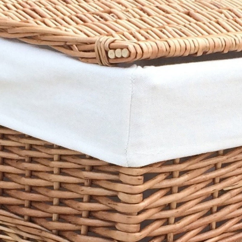 The Willow Basket White Lining Light Steamed Square Laundry Wicker Basket