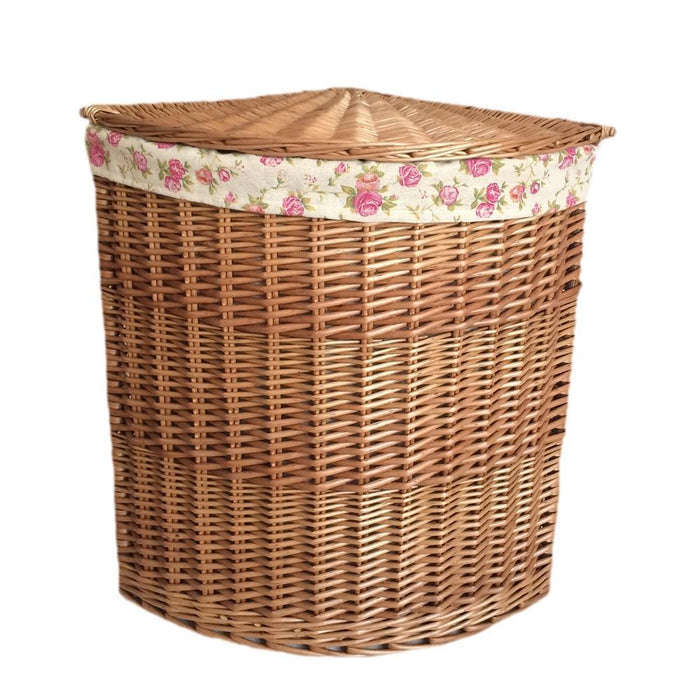 The Willow Basket Light Steamed Corner Garden Rose Lined Laundry Baskets
