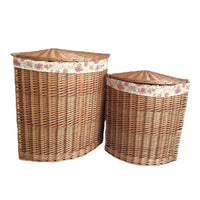 The Willow Basket Light Steamed Corner Garden Rose Lined Laundry Baskets