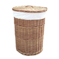Light Steamed Round White Cotton Lined Laundry Baskets