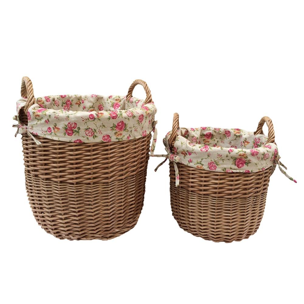 Light Steamed Wicker Garden Rose Lined Basket