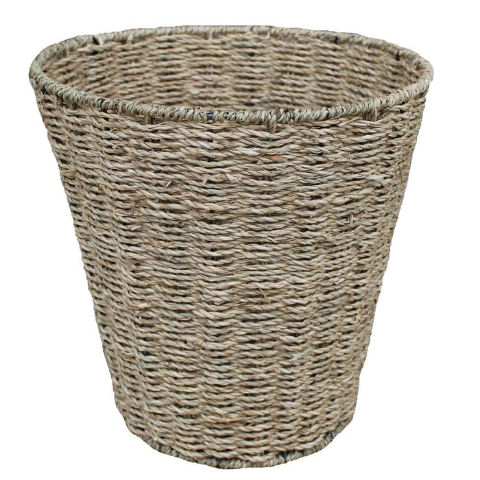 The Willow Basket Seagrass Round Waste Paper Basket