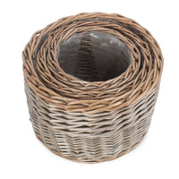 The Willow Basket Round Antique Wash Wicker Planter
