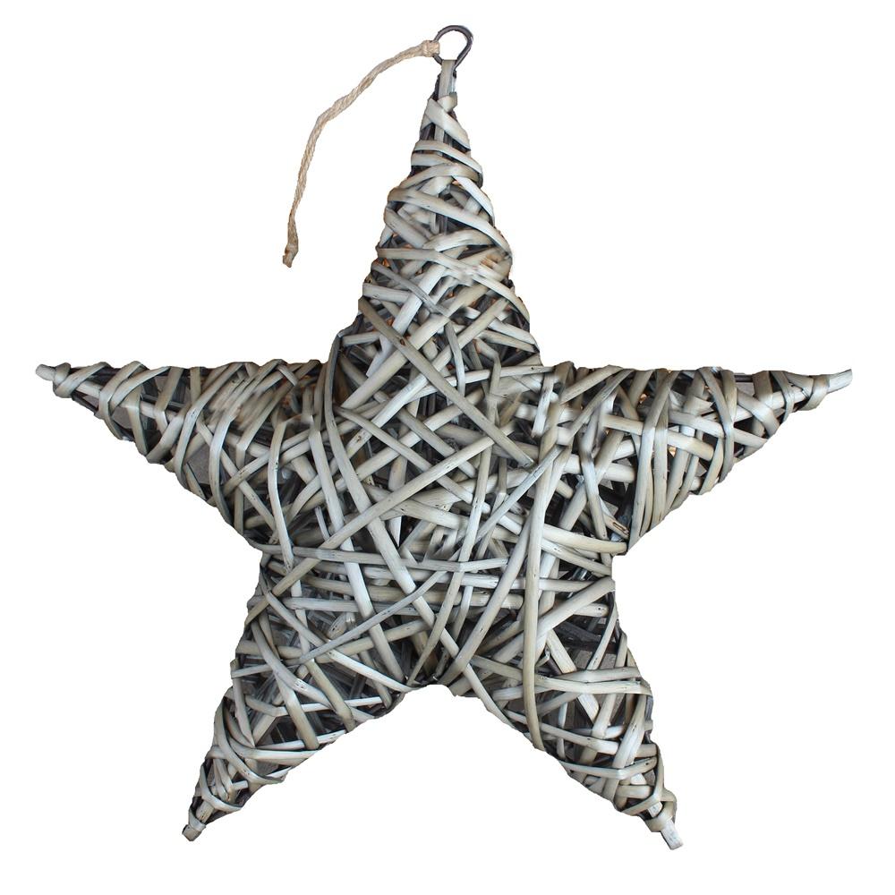 The Willow Basket Antique Wash Wicker Full Star Christmas Decoration