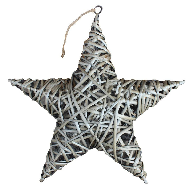 The Willow Basket Antique Wash Wicker Full Star Christmas Decoration