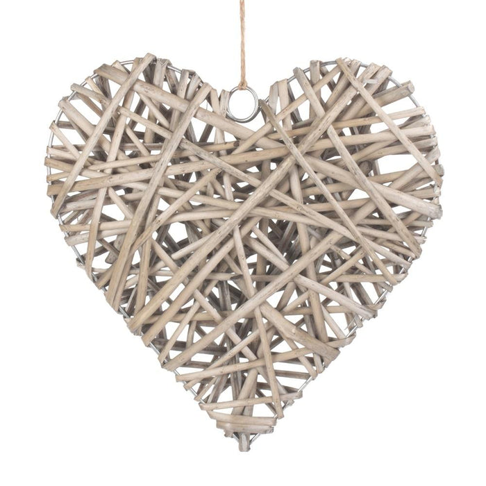 The Willow Basket Full Antique Wash Wicker Heart